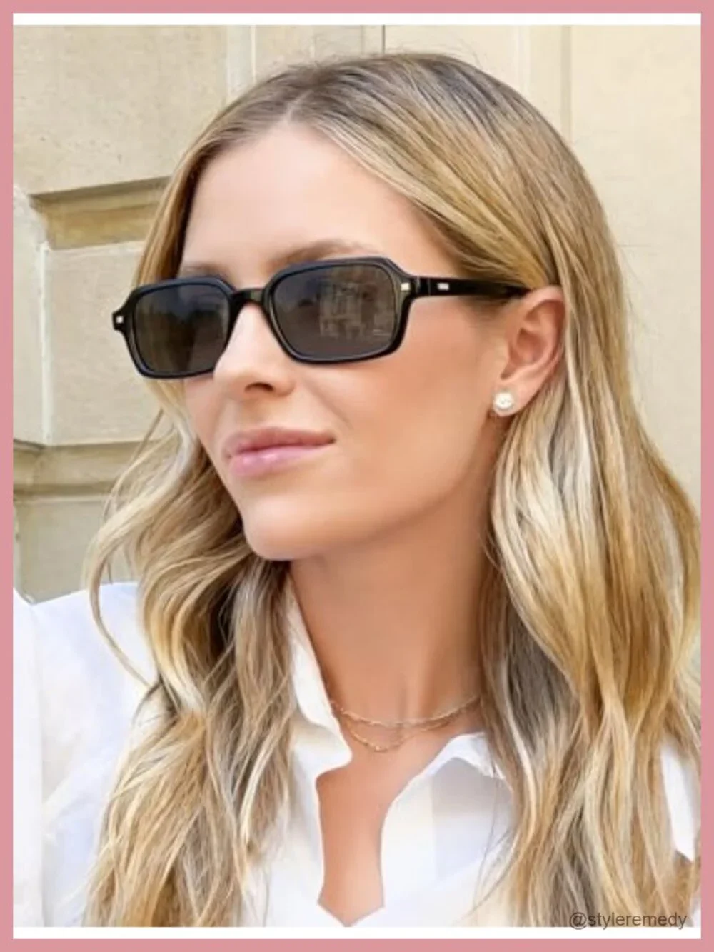 Retro Rectangular Sunglasses UV400 Protection Plastic Frame Set of 2